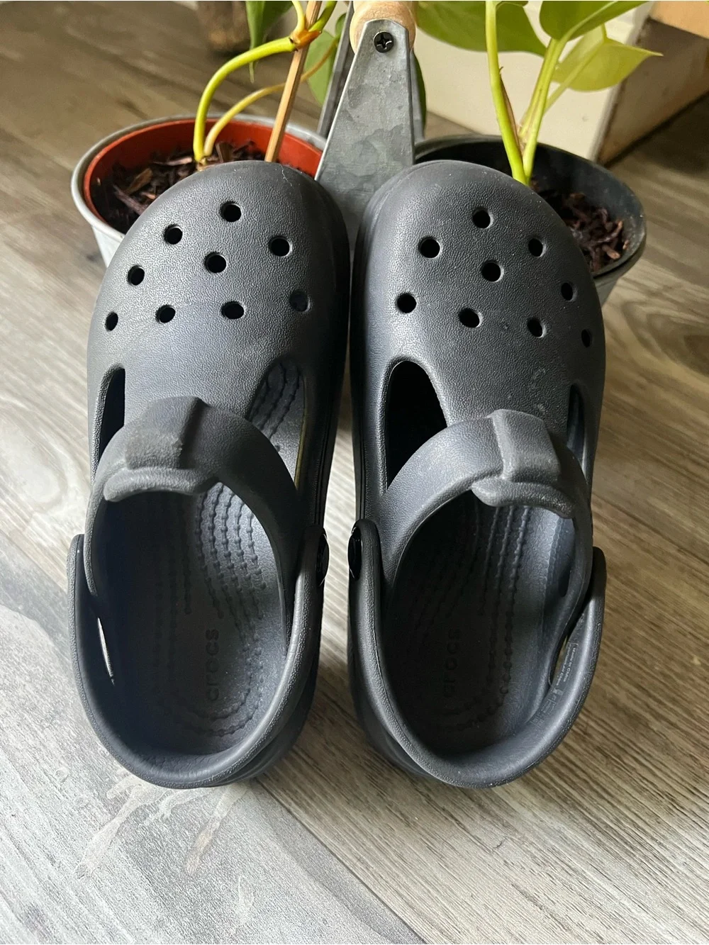 Kids Classic Crocs MaryJane Black Clogs